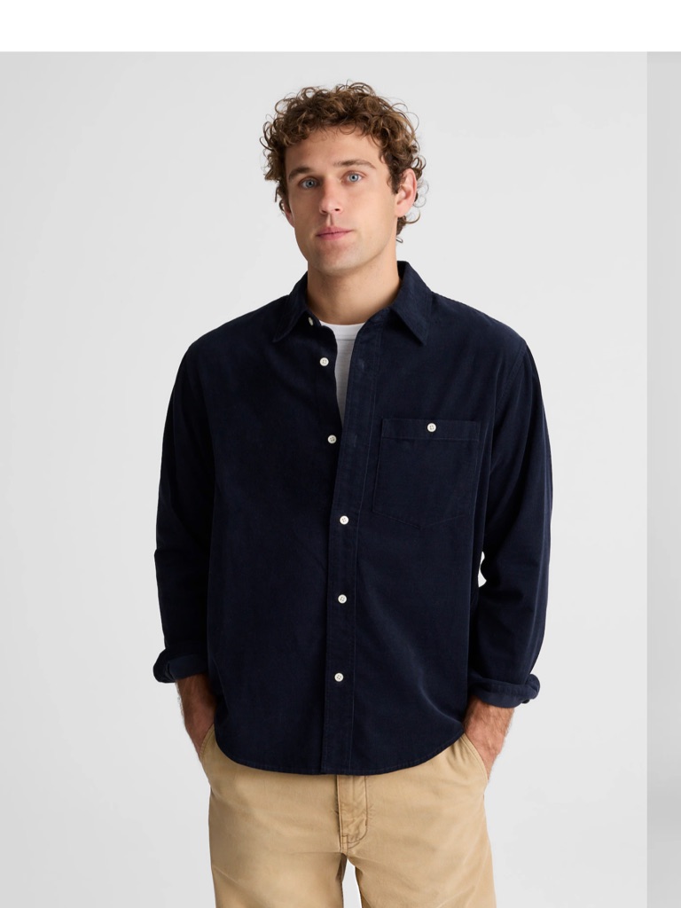 Madewell Nwt Button Up Shirt In Fine Wale Corduroy Navy Blue Men’s Xl
